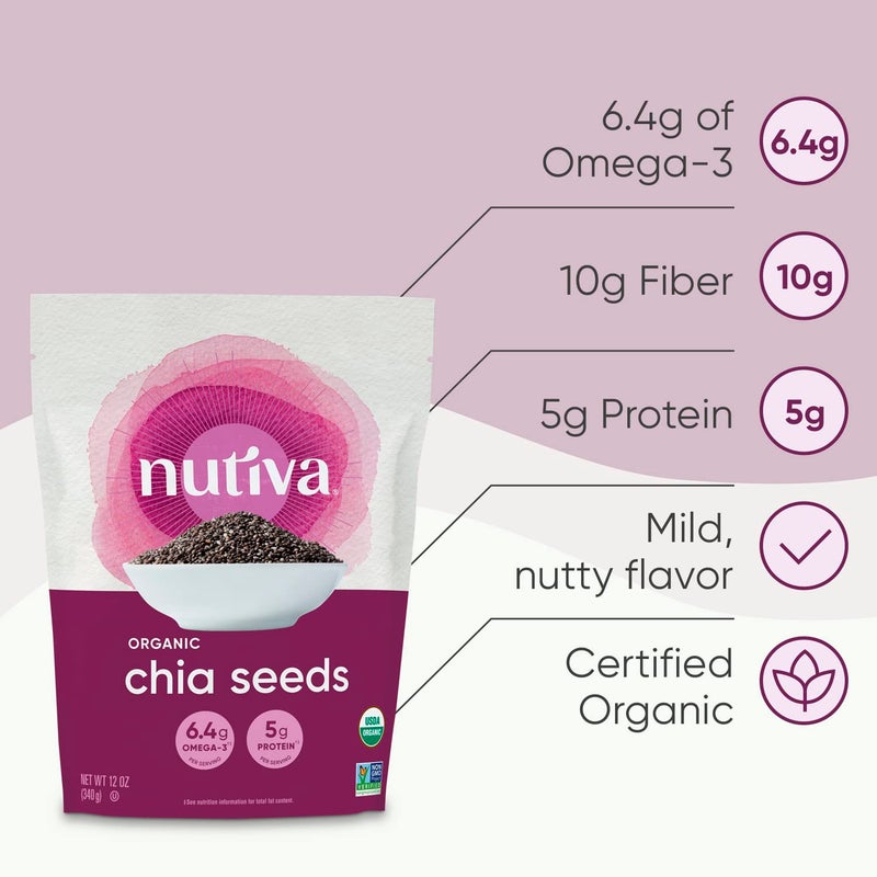 Nutiva بذور الشيا العضوية من نوتيفا، سوداء، 12 أونصة (عبوة من 1) - Image 3